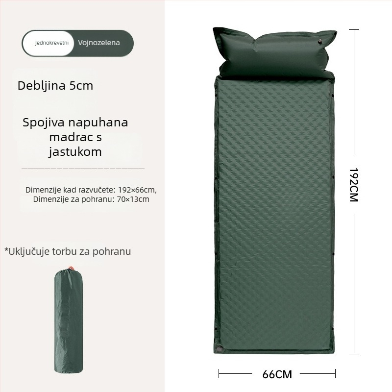 Nafukivajući madrac za kampiranje - prijenosna podloga za šator, automatsko naduvavanje, automobil kompatibilan, Kapacitet 1–3 osobe, Neto težina 3 kg, Materijal Chun Yongfang