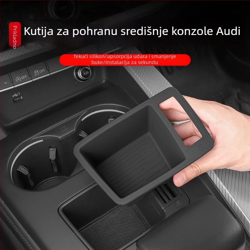 Silikonska podložka za spremište u naslonu za ruku za Audi Q5L, kompatibilna s A4/A6L; proizvedeno u Guangzhou, bez prilagodbe.