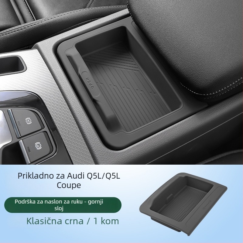 Silikonska podložka za spremište u naslonu za ruku za Audi Q5L, kompatibilna s A4/A6L; proizvedeno u Guangzhou, bez prilagodbe.