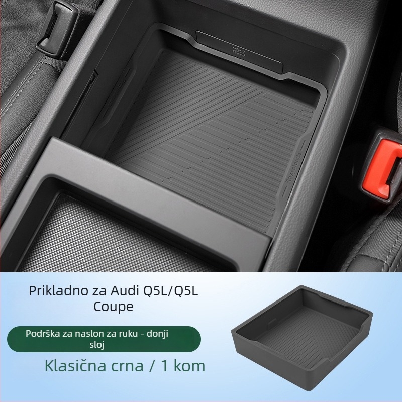 Silikonska podložka za spremište u naslonu za ruku za Audi Q5L, kompatibilna s A4/A6L; proizvedeno u Guangzhou, bez prilagodbe.