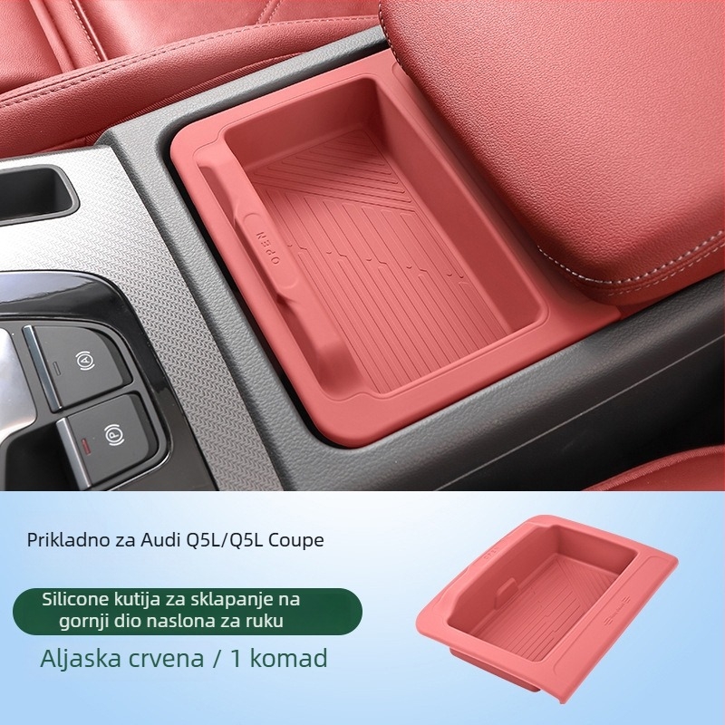 Silikonska podložka za spremište u naslonu za ruku za Audi Q5L, kompatibilna s A4/A6L; proizvedeno u Guangzhou, bez prilagodbe.