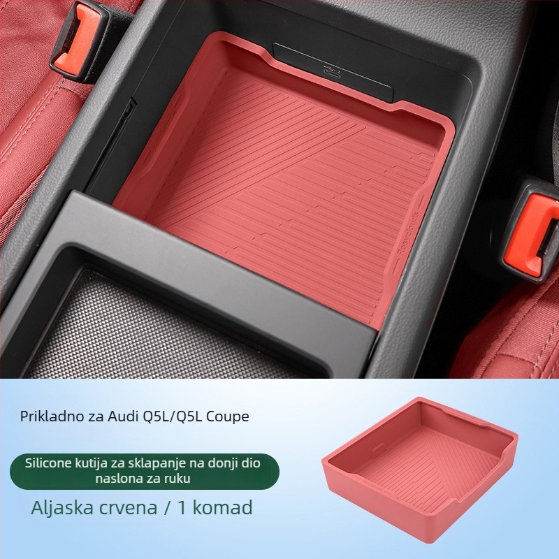 Silikonska podložka za spremište u naslonu za ruku za Audi Q5L, kompatibilna s A4/A6L; proizvedeno u Guangzhou, bez prilagodbe.