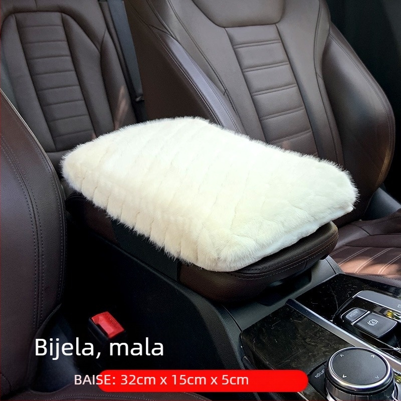 Jastučić za središnji naslon za ruku automobila s memorijskom pjenom, dijamantno karirano kratko pliš, umjetna vuna, univerzalna kompatibilnost