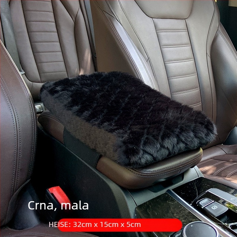 Jastučić za središnji naslon za ruku automobila s memorijskom pjenom, dijamantno karirano kratko pliš, umjetna vuna, univerzalna kompatibilnost