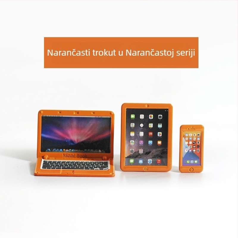 Dijelovi za kućicu za lutke — Mini sklopivi bilježnica, simulacijsko mini računalo, tablet i telefon, trodijelni model N122 (Materijal: legura; Obrada: uzorak prilagodbe; 3C: Igračke starije od 14 godina; Dobna granica: 18+)