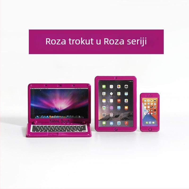 Dijelovi za kućicu za lutke — Mini sklopivi bilježnica, simulacijsko mini računalo, tablet i telefon, trodijelni model N122 (Materijal: legura; Obrada: uzorak prilagodbe; 3C: Igračke starije od 14 godina; Dobna granica: 18+)