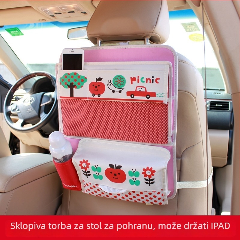 Organizator stražnjeg dijela sjedala automobila – Oxford tkanina, velika kapaciteta, uzorak karikatura, tisk logotipa