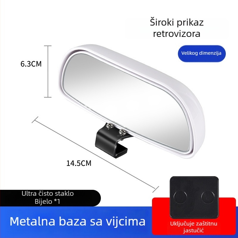 Retrovizor s pomoćnim ogledalom za mrtvu točku, širok pogled, podesiv kut