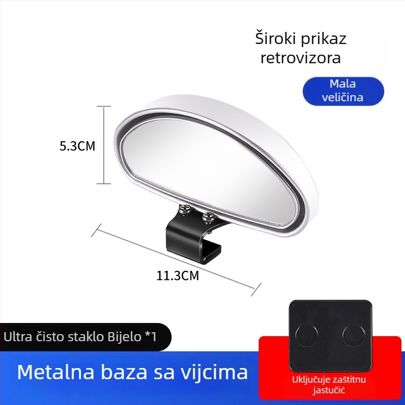 Retrovizor s pomoćnim ogledalom za mrtvu točku, širok pogled, podesiv kut