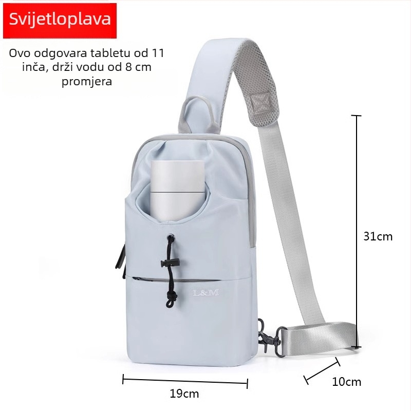 Muška prsna torba s velikim kapacitetom, Oxford tkanina, vodootporna, prozračna i otporna na habanje, za slobodno vrijeme i putovanja