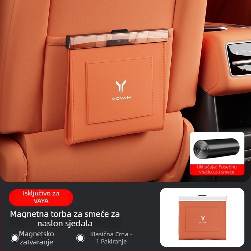 Kožna torba za otpad u automobilu, za stražnji dio sjedala, magnetska, vodootporna, 5 L