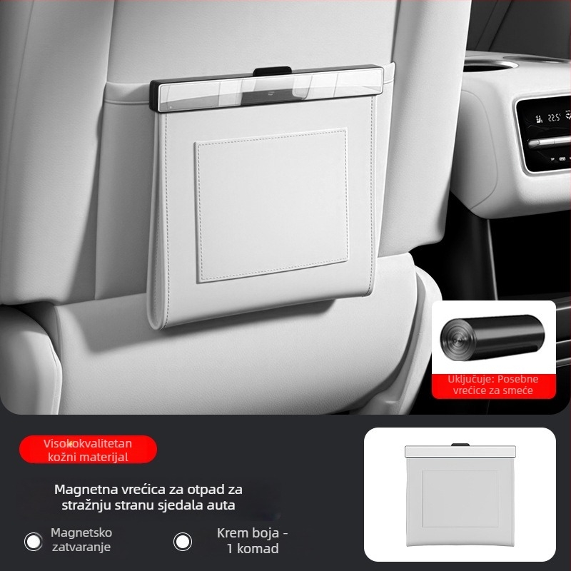 Kožna torba za otpad u automobilu, za stražnji dio sjedala, magnetska, vodootporna, 5 L