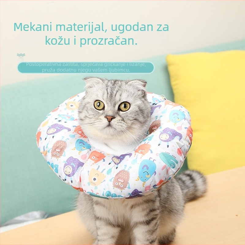 Mekana Elizabethanska ogrlica za mačke i manje pse, vodootporna, sladak crtani dizajn, sprječava lizanje
