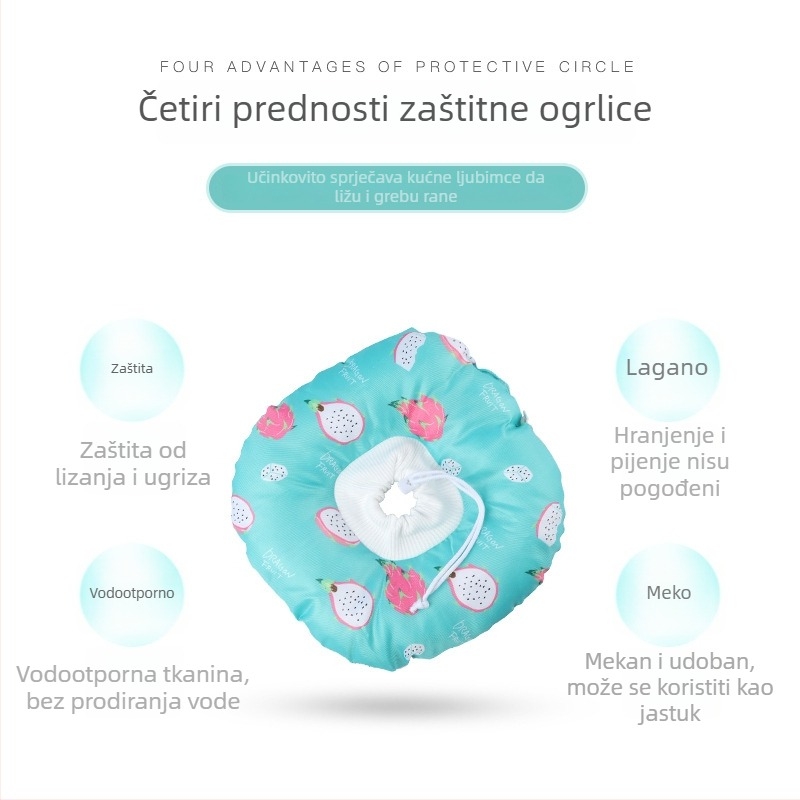 Mekana Elizabethanska ogrlica za mačke i manje pse, vodootporna, sladak crtani dizajn, sprječava lizanje