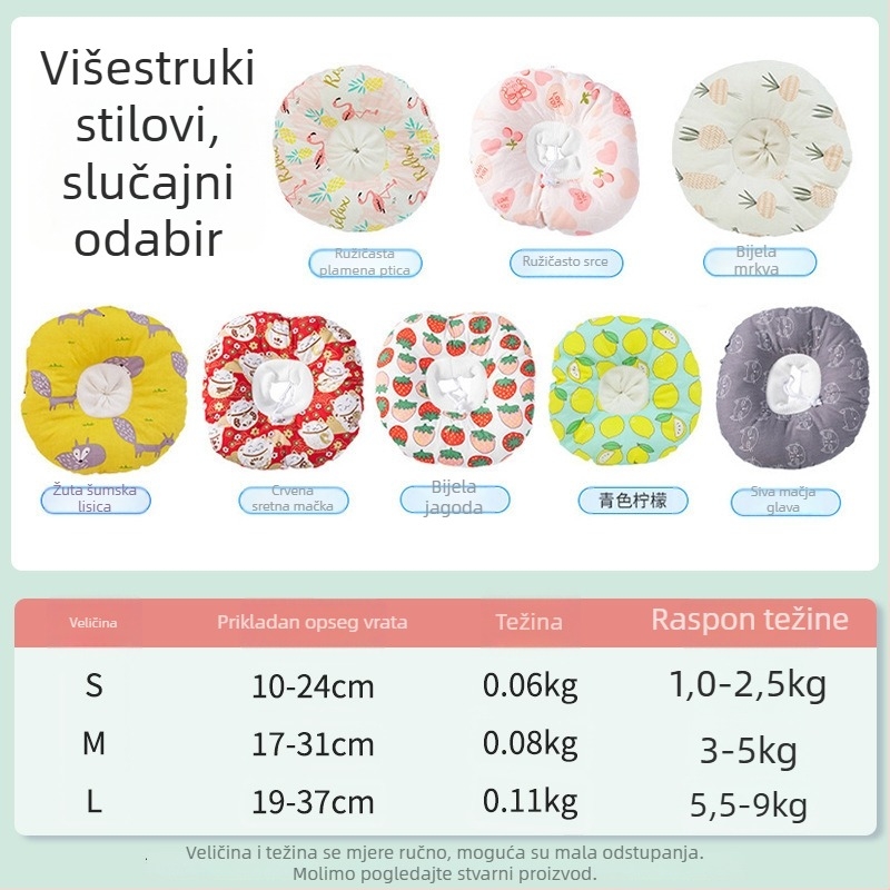 Mekana Elizabethanska ogrlica za mačke i manje pse, vodootporna, sladak crtani dizajn, sprječava lizanje