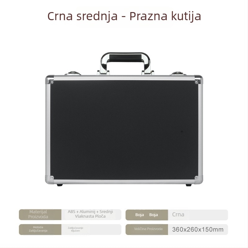 Kutija alata od aluminijskog legura, Prijenosna kutija za pohranu, Vanjski materijal MDF+ABS, Okvir od aluminijskog legura
