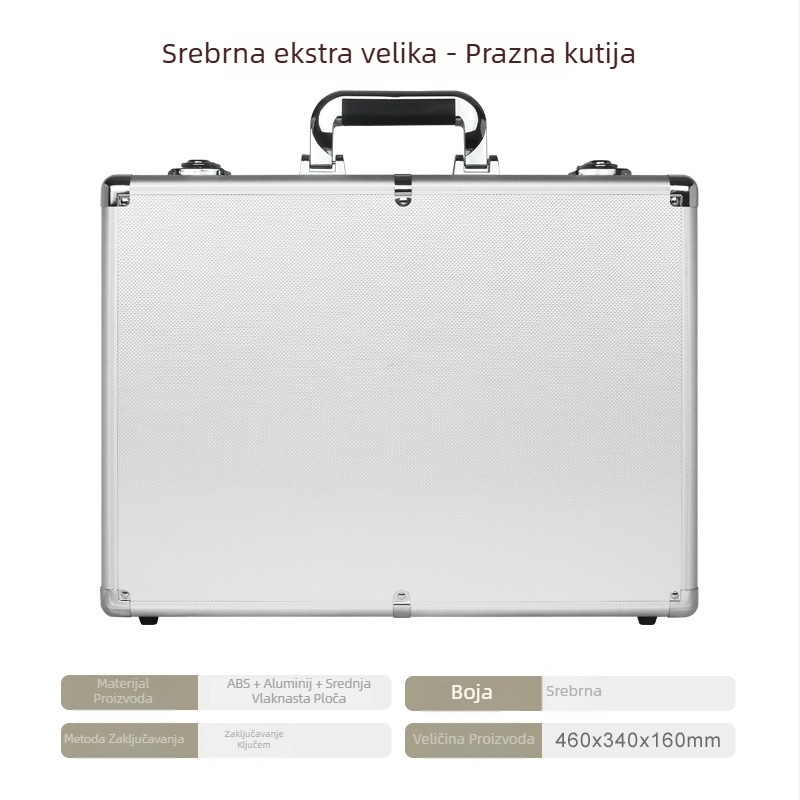 Kutija alata od aluminijskog legura, Prijenosna kutija za pohranu, Vanjski materijal MDF+ABS, Okvir od aluminijskog legura