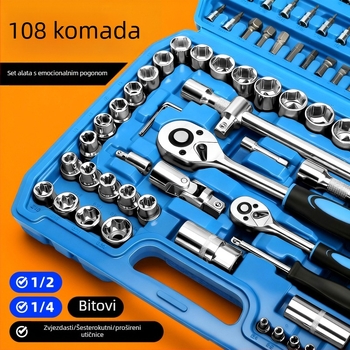 Set alata za popravak automobila s ratchet ključem i setom utora — karbonska čelika, Dane Tools