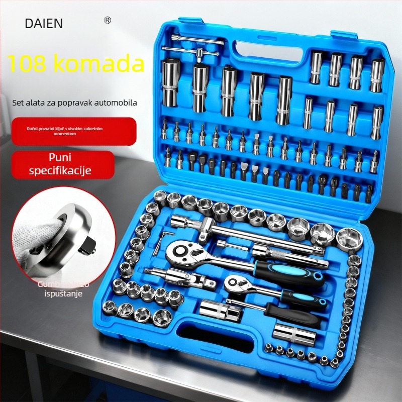Set alata za popravak automobila s ratchet ključem i setom utora — karbonska čelika, Dane Tools
