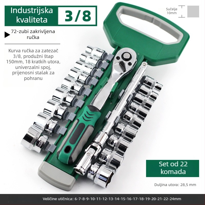 Set alata za popravak automobila s ratchet ključem i setom utora — karbonska čelika, Dane Tools