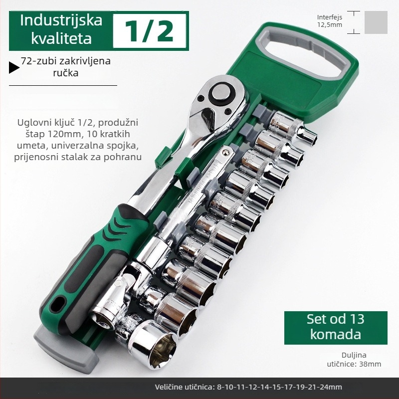 Set alata za popravak automobila s ratchet ključem i setom utora — karbonska čelika, Dane Tools