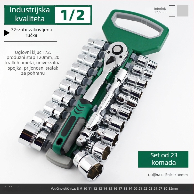 Set alata za popravak automobila s ratchet ključem i setom utora — karbonska čelika, Dane Tools