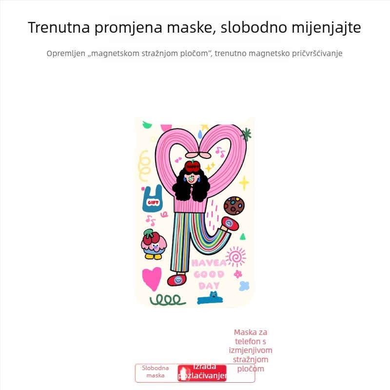 Kućište za iPhone 17 Pro Max s magnetskim držačem i zamjenjivim stražnjim pločom, dvodijelni dizajn, dojam vrhunske kvalitete, prilagodljivo, dostupne boje: ružičasta, ljubičasta, zelena, crna, prozirna — Dopamine Girl