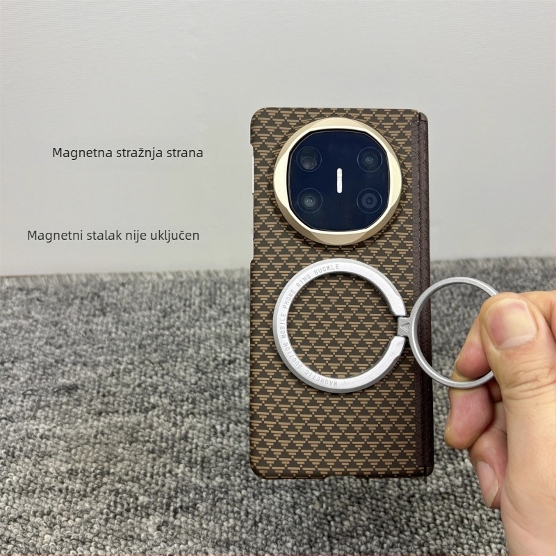 Futrola za Huawei Mate X5 s magnetskim držačem, Kevlar uzorak, X6 kolekcija, dvostruka središnja šarka, ultra-tanka PC zaštitna futrola