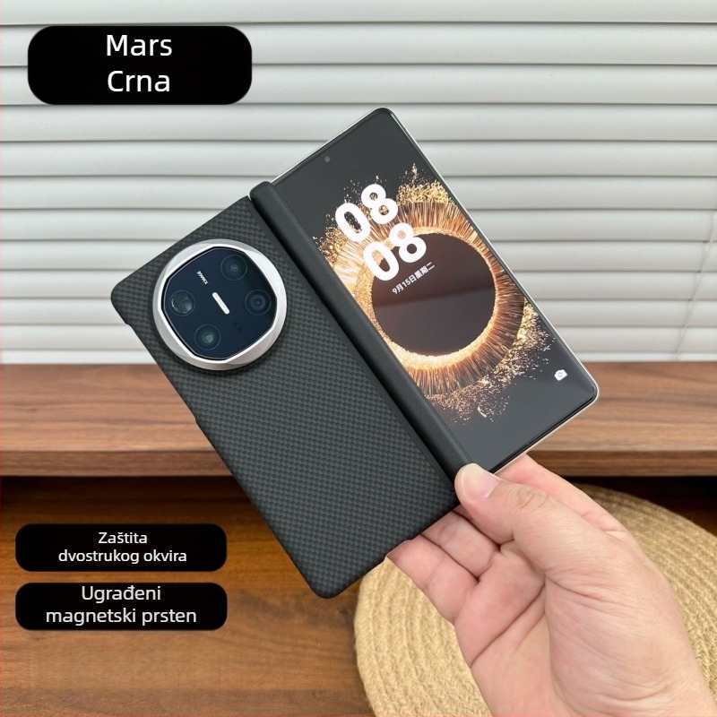 Futrola za Huawei Mate X5 s magnetskim držačem, Kevlar uzorak, X6 kolekcija, dvostruka središnja šarka, ultra-tanka PC zaštitna futrola