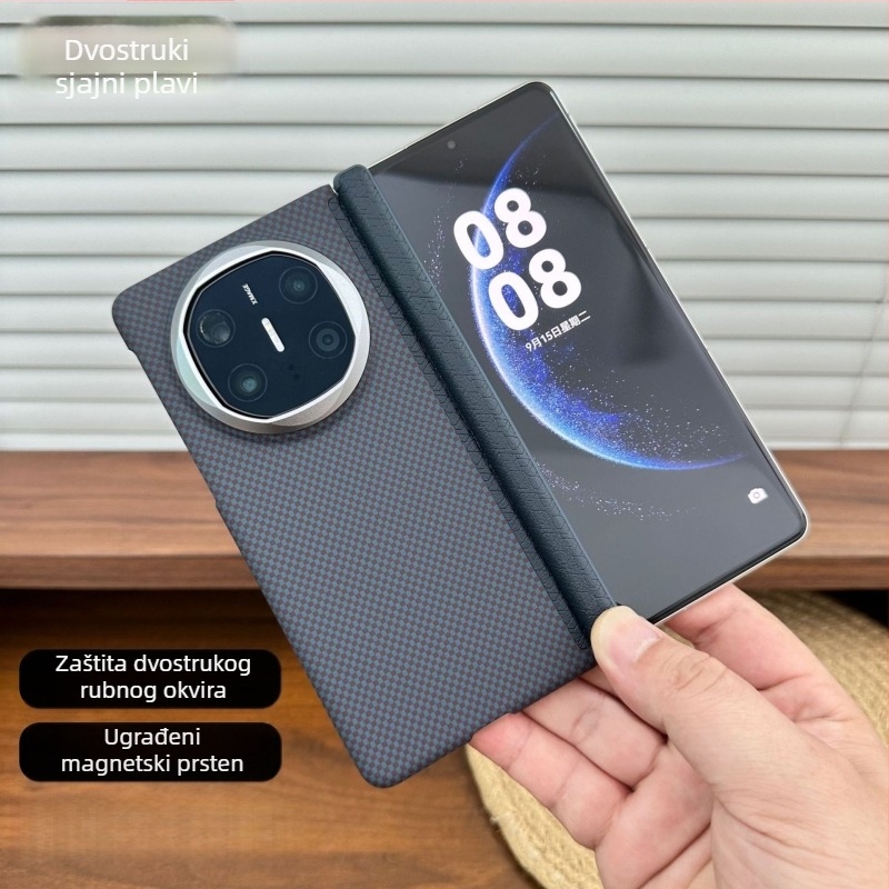 Futrola za Huawei Mate X5 s magnetskim držačem, Kevlar uzorak, X6 kolekcija, dvostruka središnja šarka, ultra-tanka PC zaštitna futrola