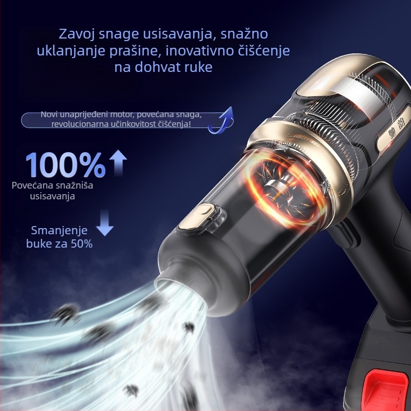 Bežični usisavač za auto – prijenosni ručni model s visokim usisnim kapacitetom (20V, 120W, 20000 Pa, punjiv, 5 m kabel)