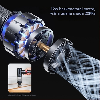 Bežični usisavač za automobil, ručni i prijenosni, 11.1V, 100W, usis 20000 Pa, punjiv, 75 dB