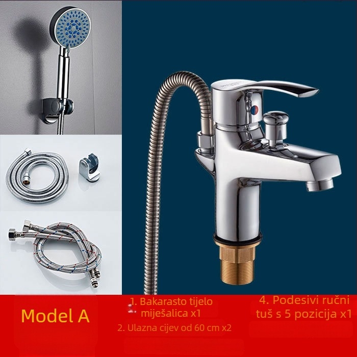 Bakreni tuš-miješalica s jednim otvorom, topla i hladna voda, vertikalna ugradnja, model ds8803
