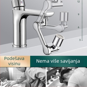 Univerzalni produživač slavine, rotirajući i zaštita od prskanja za umivaonik – višestruka funkcija