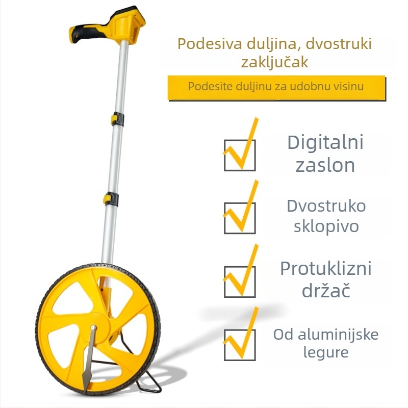 Mehanički mjerač udaljenosti s kotačićem, digitalni zaslon, ručno guranje, za vanjska mjerenja