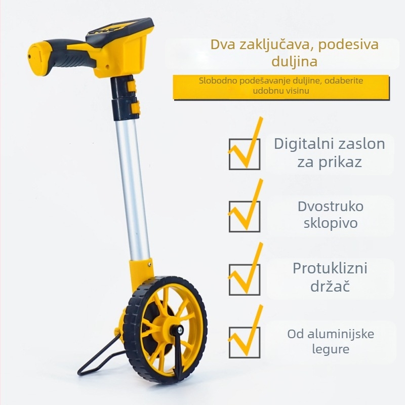 Mehanički mjerač udaljenosti s kotačićem, digitalni zaslon, ručno guranje, za vanjska mjerenja
