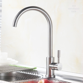 Kuhinjski miješajući faucet, 304 nerđajući čelik, jednoruk, keramički kartridž, 0–80°C