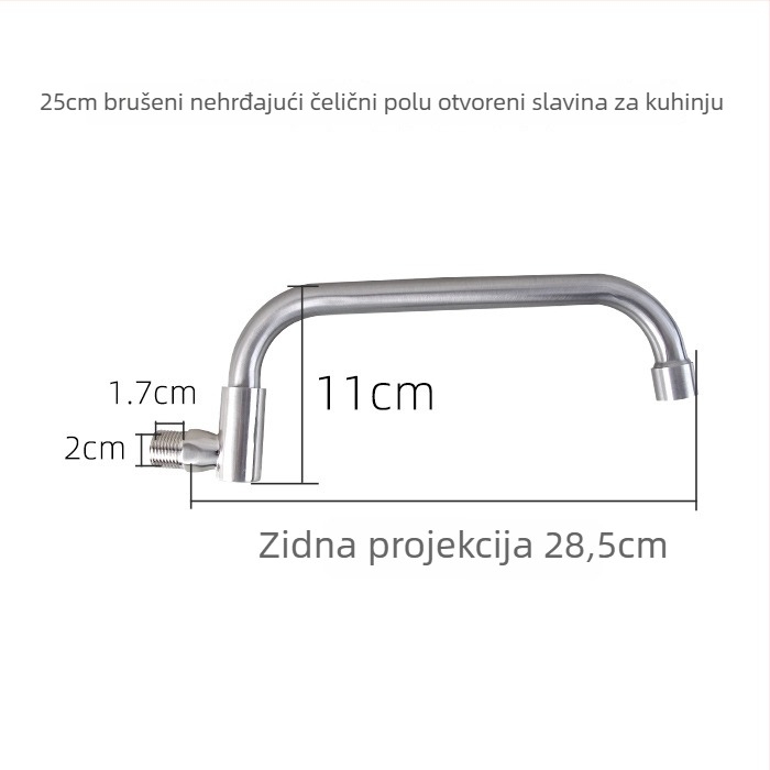 Kuhinjska slavina od 304 nehrđajućeg čelika, poluautomatska ljuljačka, model 985, električna vodovodna slavina, jednostrana konstrukcija, CE certifikat