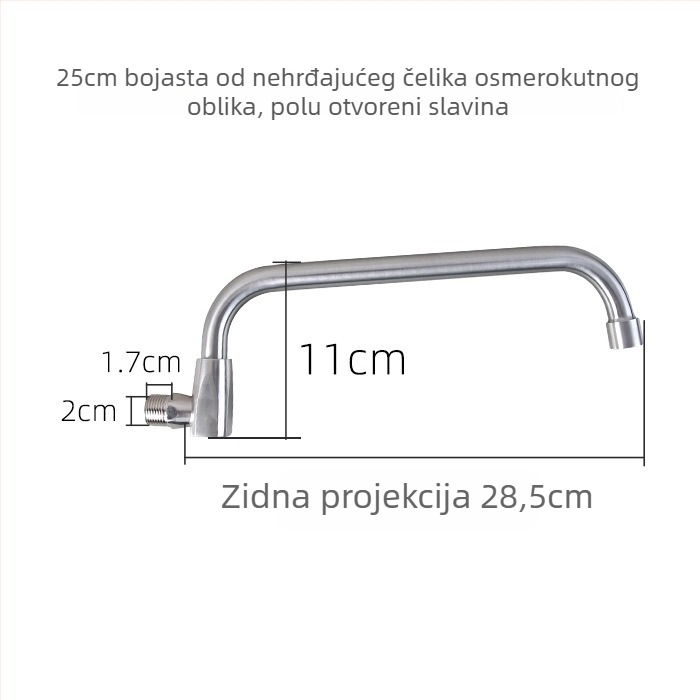 Kuhinjska slavina od 304 nehrđajućeg čelika, poluautomatska ljuljačka, model 985, električna vodovodna slavina, jednostrana konstrukcija, CE certifikat
