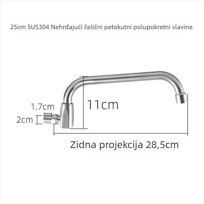Kuhinjska slavina od 304 nehrđajućeg čelika, poluautomatska ljuljačka, model 985, električna vodovodna slavina, jednostrana konstrukcija, CE certifikat