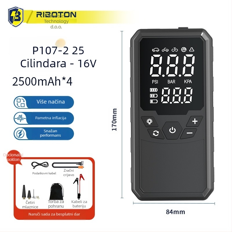 Automobilski start uređaj s ugrađenom pumpom – 12V, 720A, 35 L/min, 80W, Digitalni zaslon