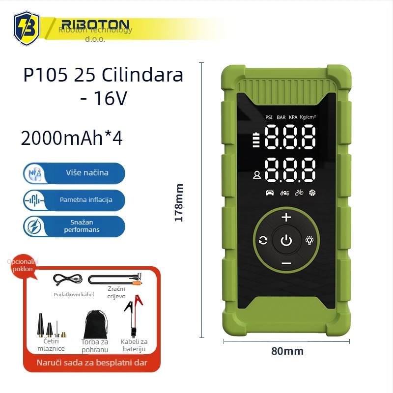 Automobilski start uređaj s ugrađenom pumpom – 12V, 720A, 35 L/min, 80W, Digitalni zaslon