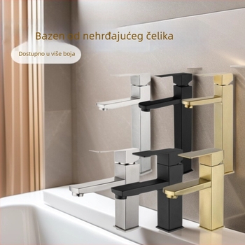 Kran za kupaonicu za umivaonik, od nehrđajućeg čelika, miješani topli i hladni vod, keramički ventil, model WSY-515620, radna temperatura 0–80°C