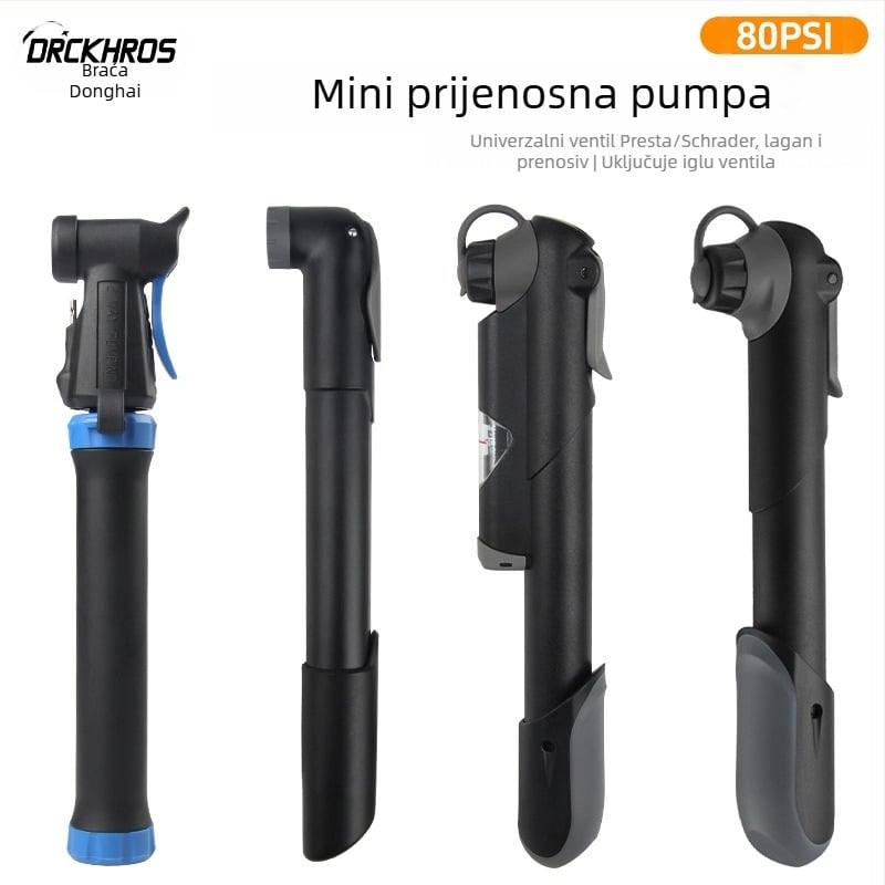 Mini prijenosna ručna pumpa za bicikl s manometrom (Model 61, plastično kućište)