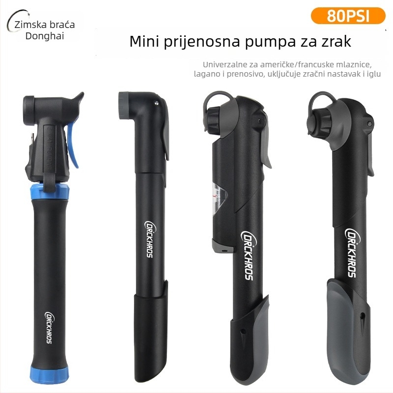 Mini prijenosna ručna pumpa za bicikl s manometrom (Model 61, plastično kućište)