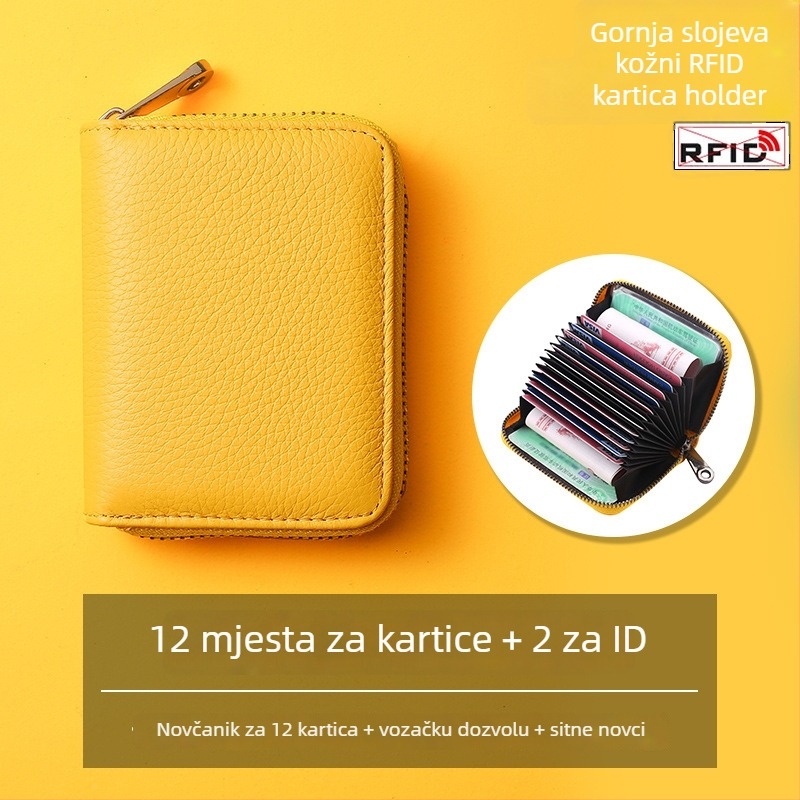 Držač kartica u akordeonskom stilu – prava koža, prvi sloj teleće kože, unisex, urbani stil, podstava od poliestera
