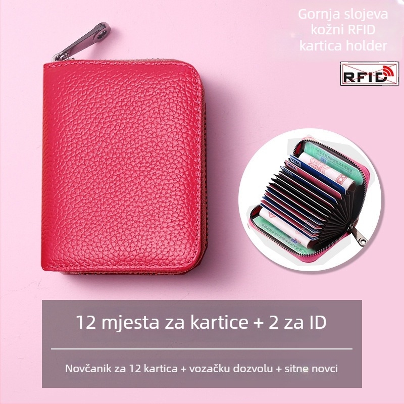 Držač kartica u akordeonskom stilu – prava koža, prvi sloj teleće kože, unisex, urbani stil, podstava od poliestera