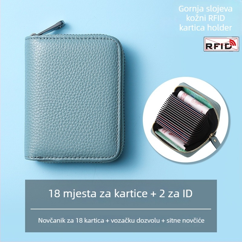 Držač kartica u akordeonskom stilu – prava koža, prvi sloj teleće kože, unisex, urbani stil, podstava od poliestera