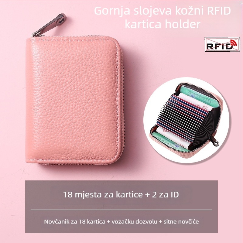 Držač kartica u akordeonskom stilu – prava koža, prvi sloj teleće kože, unisex, urbani stil, podstava od poliestera