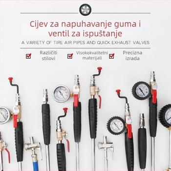 Dvostruka mlaznica za zrak za kamionske gume – brzo napuhivanje s manometrom, Mussen Hall, auto popravak, 0,4 kg